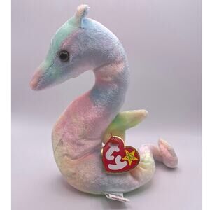 Ty Beanie Baby Neon Seahorse 7 inches NEW Multi Color Ocean Sea Cute